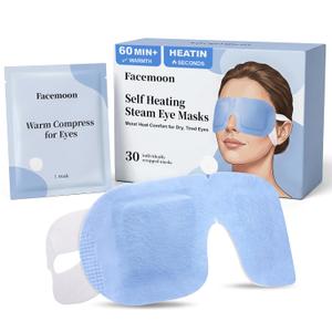 30 Pack Self Heating Warm Compress for Dry Eyes: Steam Eye Mask for Digital Eye Strain & Stye Treatment, Disposable Heated Eye Mask, Moist Heat No Microwave or Washcloth Needed, Unscented Travel Ready