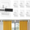 6PCS Self Adhesive Curtain Rod Holder No Drilling,No Drill Curtain Rod Brackets,Renter Friendly Draper Rod Hook,Nail Free Adjustable Non Screw Drapery Pole for Apartment Window Wall Door Ceiling Mount