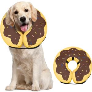 MIDOG Soft Inflatable Dog Cone, Donut E-Collar Alternative for After Surgery, Prevents Licking, Allowing Normal Eating & Vision, Comfortable Recovery Collar for Large Dogs & Cats, Brown-L