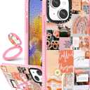 (2in1 for iPhone 14 Plus Case Collage for Women Girls Aesthetic Trendy Cute Quotes Phone Cases Graphic Good Vibes Art Design Soft TPU Bumper Cover+Ring Holder for iPhone 14Plus 6.7"
