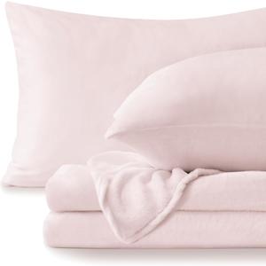 BEDELITE Flannel Sheets King Size Pink - Super Soft Fleece Sheets Set Fluffy Extra Plush, 4 Piece(Include Fitted Sheet, Flat Sheet, 2 Pillowcases)