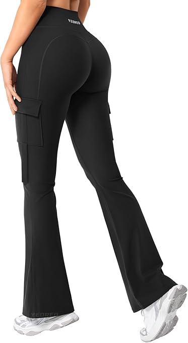 YEOREO Flared Leggings with Scrunch Butt Lining, Small
