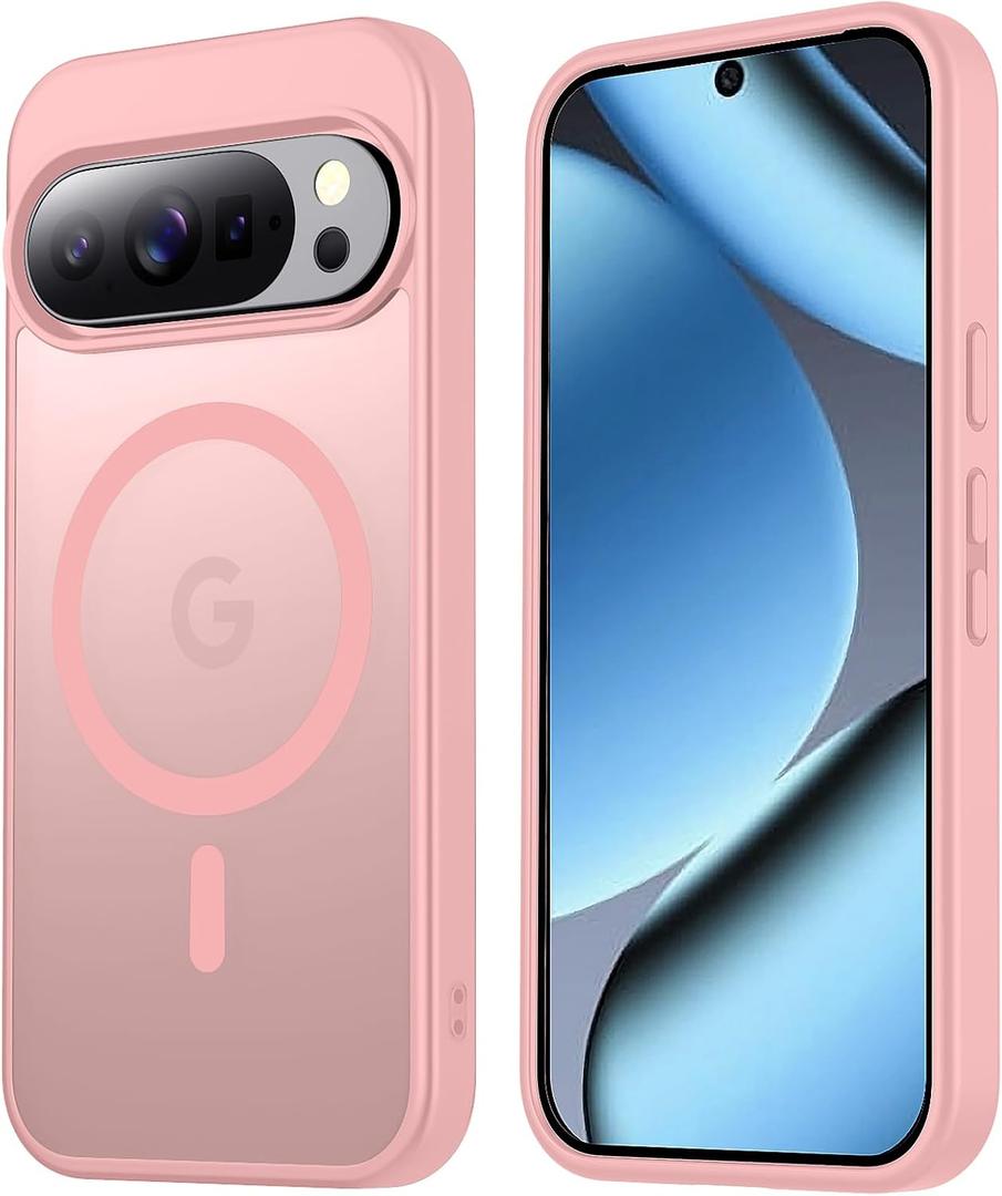 hitfine for Google Pixel 10 Pro Case/Google Pixel 10 Case,[Magnetic Charging][Military Drop Protection] [Compatible with Magsafe] Slim Translucent Matte Back Phone Case, (Pink/6.3 Inch)