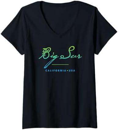Womens Big Sur California V-Neck T-Shirt, Size: S