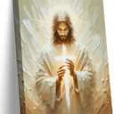 Jesus Canvas Wall Art Christian Cross Wall Decor Pictures God Painting Divine Mercy Poster Print for Church Prayer Room Living Room Decoration (12x16)