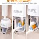Toothbrush Holder Wall Mounted with Automatic Toothpaste Dispenser, Dustproof Flip Cover and Inverted Cup Slots, Multi-Functional No-Drill Bathroom Organizer for Family, Space Saver (3 Cups)