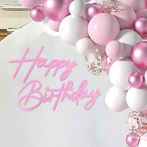 Happy Birthday Sign for Backdrop - Felt Happy Birthday Letter Sign for Balloon Arch Birthday Party Balloon Arch Backdrop Decorations for Birthday Party Baby Shower - Pink