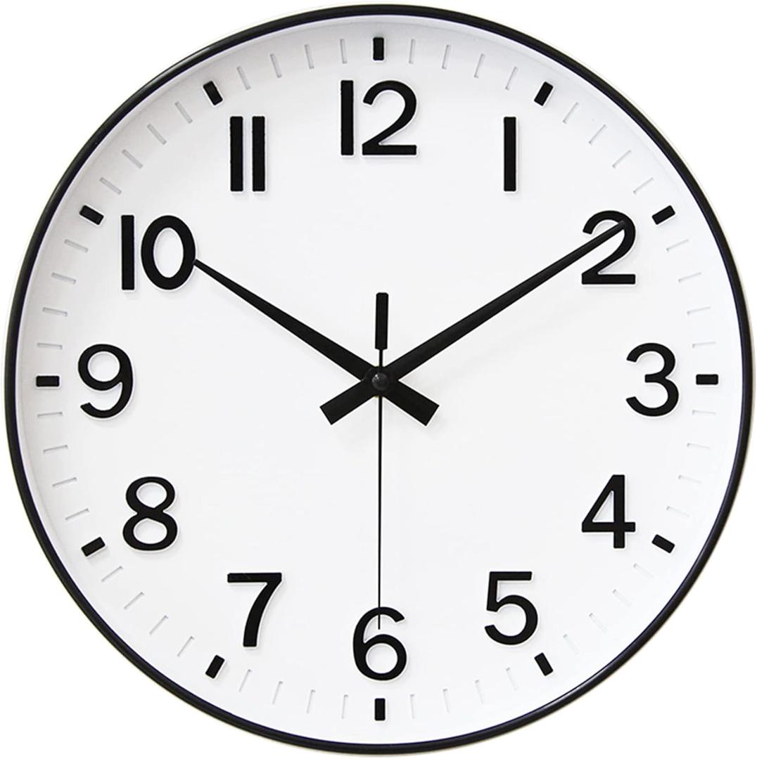 HZDHCLH White Analog Wall Clocks Battery Operated,12 inch Silent Non Ticking Modern Wall Clock for Living Room Bedroom Kitchen Office Classroom Decor (New-white)