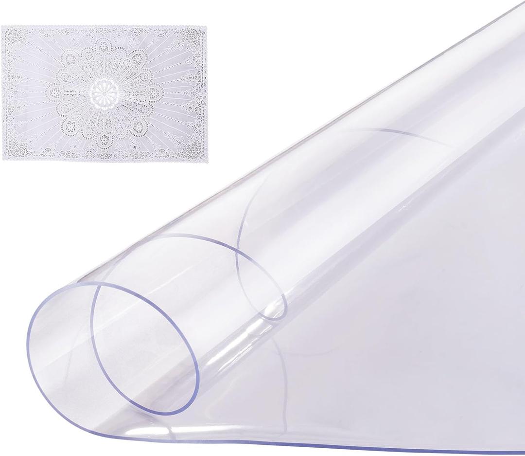 VEVOR Plastic Table Cover, 42 x 42 Inch 2.0 mm Thick Clear Round PVC Desk Mat Protector, Waterproof & Easy Cleaning Desk Pad Tablecloth, for Office, Dresser, Dining Room, Night Stand