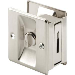 Prime-Line N 7239 Pocket Door Privacy Lock with Pull - Replace Old or Damaged Pocket Door Locks Quickly and Easily Satin Nickel (Single Pack)