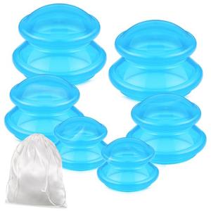 TrelaCo 6 Pcs Cupping Kit for Massage Therapy 3 Sizes Silicone Cupping Set Chinese Massage Therapy for Studio Household Cellulite Joint Pain Muscle Pain(Clear Blue) TrelaCo 6 Pcs Cupping Kit for Massage Therapy 3 Sizes Silicone Cupping Set Chinese Massage Therapy for Studio Household Cellulite Joint Pain Muscle Pain(Clear Blue)