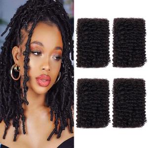 Afro Kinkys Bulk Human Hair for Braiding Mini Twists Braids Locs Dreadlock Extensions Afro Kinky-Curly Human Braiding Hair Bundles For Men Women Kids 10 Inch 4 Bulk 120g 1B Natural Black Easy to Twist