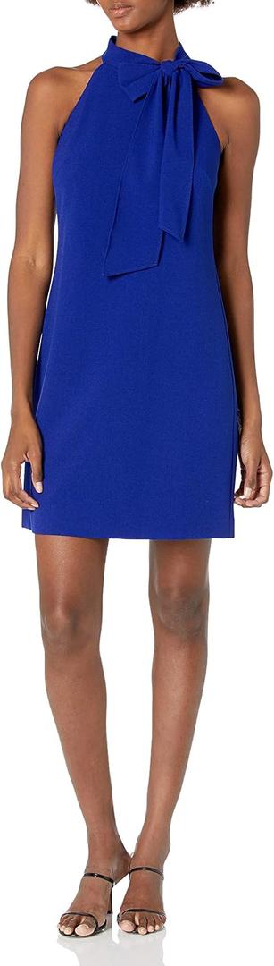 Vince Camuto Womens Sleeveless Halter Tie Neck Shift Mini Dress (Size 10, Cobalt)