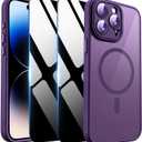 Magnetic Case for iPhone 14 Pro Max with Privacy Screen Protector & Camera Cover [Compatible with MagSafe],Soft Shockproof Phone Case Protective Bumper Cover for iPhone 14 ProMax, Purple