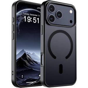 SUPFINE Magnetic for iPhone 17 Pro Case (Compatible with MagSafe)(Military Grade Drop Protection) Translucent Matte Shockproof with Anti-Fingerprint Phone Cover, Black