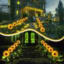 2 Pack 26.8" Large Halloween Decorations Outdoor Sunflower Skull Solar Lights Skeleton Stake Lights for Garden Yard Patio Lawn