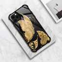 DJSOK Compatible with iPhone 13 Mini CaseDesign Pattern Back Bumper Anti Scratch Reinforced Corners Soft TPU Caver,Cases for Men Women-Golden Butterfly