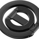 Magnetic Ring Holder for MagSafe Dual-Side Magnetic, Removable Gym Phone Grip with Kickstand for iPhone 16/15/14/13/12/ Series MagSafe Case All Phones Compatible with Car Mount Stand-Black