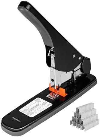 Amazon Basics Effortless Heavy Duty Stapler, 210 Sheets High Capacity, Large Office Stapler Black