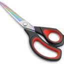 LIVINGO Premium Tailor Scissors Heavy Duty Multi-Purpose Titanium Coating Forged Stainless Steel Sewing Fabric Leather Dressmaking Comfort Grip Shears Professional Crafting (9.5 INCH) (Black/Red)