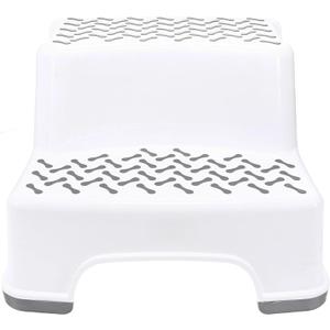 White 2-Tier Step Stool for Bathroom and Bedroom