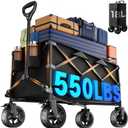 40" Extra Large Collapsible Wagon Cart 550 lbs Capacity Big Wheels IrBlack