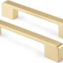Rergy 10 Pack Golden Cabinet Handles Brushed Brass Cabinet Pulls - 4inch Kitchen Drawer Pulls Modern Dresser Drawer Hardware Zinc Alloy Pulls for Kitchen, Livingroom, Bathroom