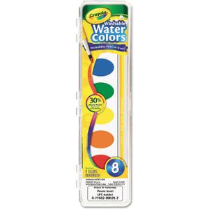 Crayola Washable Watercolor Set, 8-Color Oval Pans, 1 Set