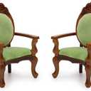 Dollhouse Chair 2PCS Miniature Furniture Retro Vintage Chair Wooden Accessories 1/12 Upholstered Victorian Carved Armchair for Christmas Decoration Ornament (B)