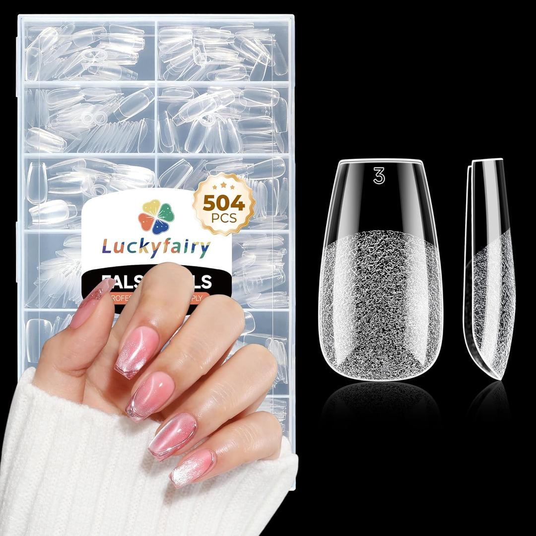 Coffin Press on Nails: 504pcs Pre-etched Short Nails Clear Coffin Gel Tips for Full Cover Fake Nails French Nail Extension Salon Home DIY 12 Sizes Gelly Tips
