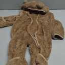Newborn Baby Bear Outfit With Fold-Over Mittens and Footies Girls Boys Winter Fleece Clothes Hooded Romper Snowsuit (9-12 Months, Brown)