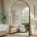 Large Standing Mirror Full Length, 82"X44" Oversized Arched Floor Mirror Black Full Length Mirror with Stand, Hanging or Wall Mounted for Bedroom Living Room Clothing Store Gym, Tempered Glass