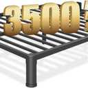 10 inch Queen Bed Frame with Round Corner Legs and Headboard Hole Mattress Slide Stopper Low Profile Heavy Duty Metal Platform,Steel Slats Support,No Box Spring Needed,Easy Assembly,Noise Free