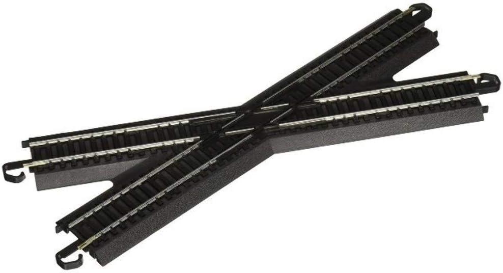 Bachmann Trains - Snap-Fit E-Z TRACK 30 DEGREE CROSSING (1/card - STEEL ALLOY Rail With Black Roadbed - HO Scale Medium