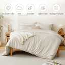MILDLY Super Soft Duvet Cover - 100% Washed Microfiber Beige Comforter Cover Set 3 Pieces with Zipper Closure & Corner Ties (No Comforter)