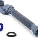 Low Profile 1 1/2" P Trap Bathtub Drain Pipe, Flexible & Retractable 17.5"-41.5", Gray, Polypropylene (PP), Suitable for Freestanding Tub & RV Shower Drain, Kit of 1