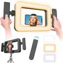 Handheld Smartphone LED Ring Light Video Rig with 20m Bluetooth Remote Handle, Ergonomic Stabilizer, 2900K-7000K Adjustable, Fast-Charge, 1/4 Mount for Selfies, Makeup, Live Streaming, Vlogging