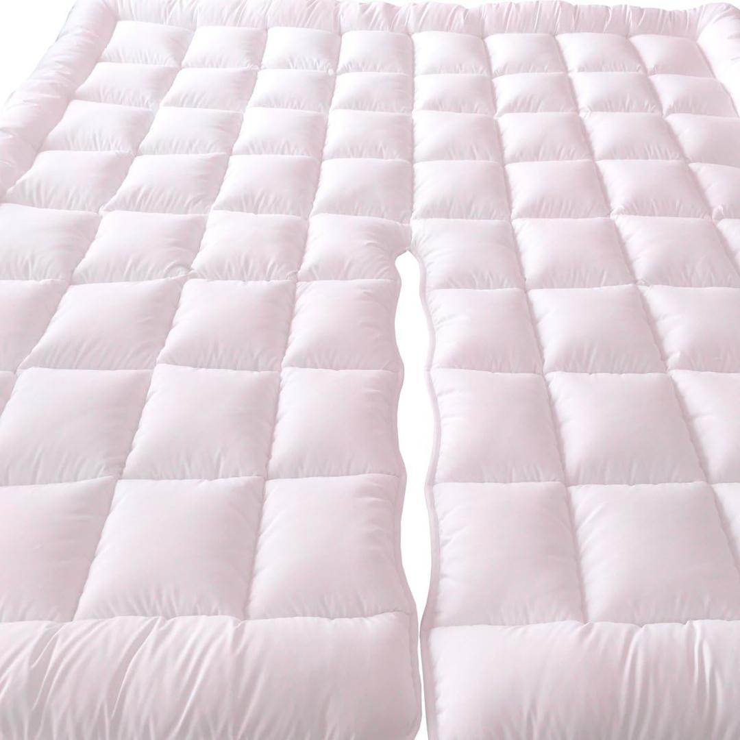 Royal Tradition 2 Inch Plush 100 Percent Microfiber Top Split King Down Alternative Mattress Pad/Topper White