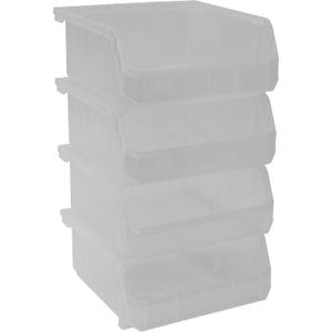 ReadySpace Plastic Containers for Organizing and Storage Bins for Drawers, Desks, Office Organization, and Garage, Stackable Bins, Medium-Wide (5" x 11" x 11"), 4-Pack, Clear