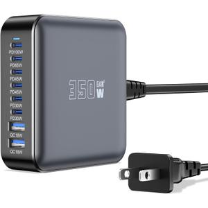 350W USB Fast Charging Station, 8 Port USB C Multi Port Charger Block with PD 100W Fast Charging Station for Multiple Devices, USB Charger Block Compatible iPhone, Android Cell Phone, Tablet, iPad