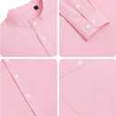 Alimens & Gentle Men's Cotton Linen Shirts Long Sleeve Button Down Shirt Band Collar Beach Shirts (Pink, M)