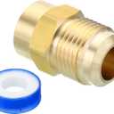 PATIKIL Brass Flare Tube Fitting, Union Coupling Gas Adaptor 5/8" (7/8"-14UNF) SAE 45° Flare Male to 3/8" NPT Female Pipe Connector Adapter with PTFE Tape for Refrigeration Gas System