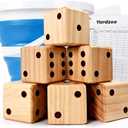 ropoda 3.5" Giant Wooden Yard Dice Set for Outdoor Fun, Barbeque, Party Events, Backyard Games, Lawn Games Includes 6 Dice, Collapsible Bucket, Score Cards & Dry Erase Marker