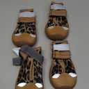 Dog Shoes for Large Dogs, Medium Dog Boots & Paw Protectors for Hardwood Floors, Outdoor Dog Booties for Hot Pavement Winter Snow Hiking, Waterproof Dog Shoes with Reflective Strips Size 8 (#8 (width 2.75 inch) for 74-91 lbs, Leopard Print)