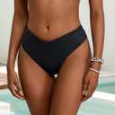 geluboao Women's Bikini Bottom Sexy V Cut High Cut Swimsuit High Waisted Bathing Suit Bottoms (Black, XS)