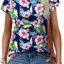 Alaroo Womens Summer Tops Short Sleeve Shirts Crew Neck Tshirt Cute Trendy Tunic Blouses (S-3XL) (L)