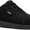 LARNMERN Steel Toe Shoes Men Hands Free Work Shoes Slip On Safety Toe Sneakers Lightweight Comfortable Walking (11 Wide, Black)