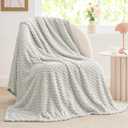 BEDELITE Fleece Blanket Twin for Bed Couch, 3D Jacquard Decorative Light Grey Throw Blanket, Soft and Cozy Warm Plush Fuzzy Blanket All Seasons Suitable, 60x80Inches
