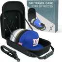 Hat Travel Case for Baseball Caps  Hard Shell Travel Hat Case with Carrying Handle & Adjustable Shoulder Strap  Baseball Hat Holder  6 Hat Capacity  Travel Accessories for Men  Black Hat Caddie