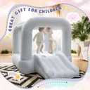 Bounce House,White Bounce House with Slide,Bouncy Castle for 3-6 Kids, 8.33ft L x 5.4ft W x 6.17ft H, Indoor/Outdoor, Castle Theme